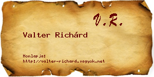 Valter Richárd névjegykártya